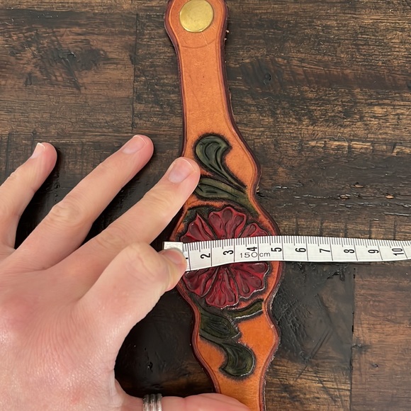 Handmade Painted Leather Cuff Bracelet - Picture 11 of 11